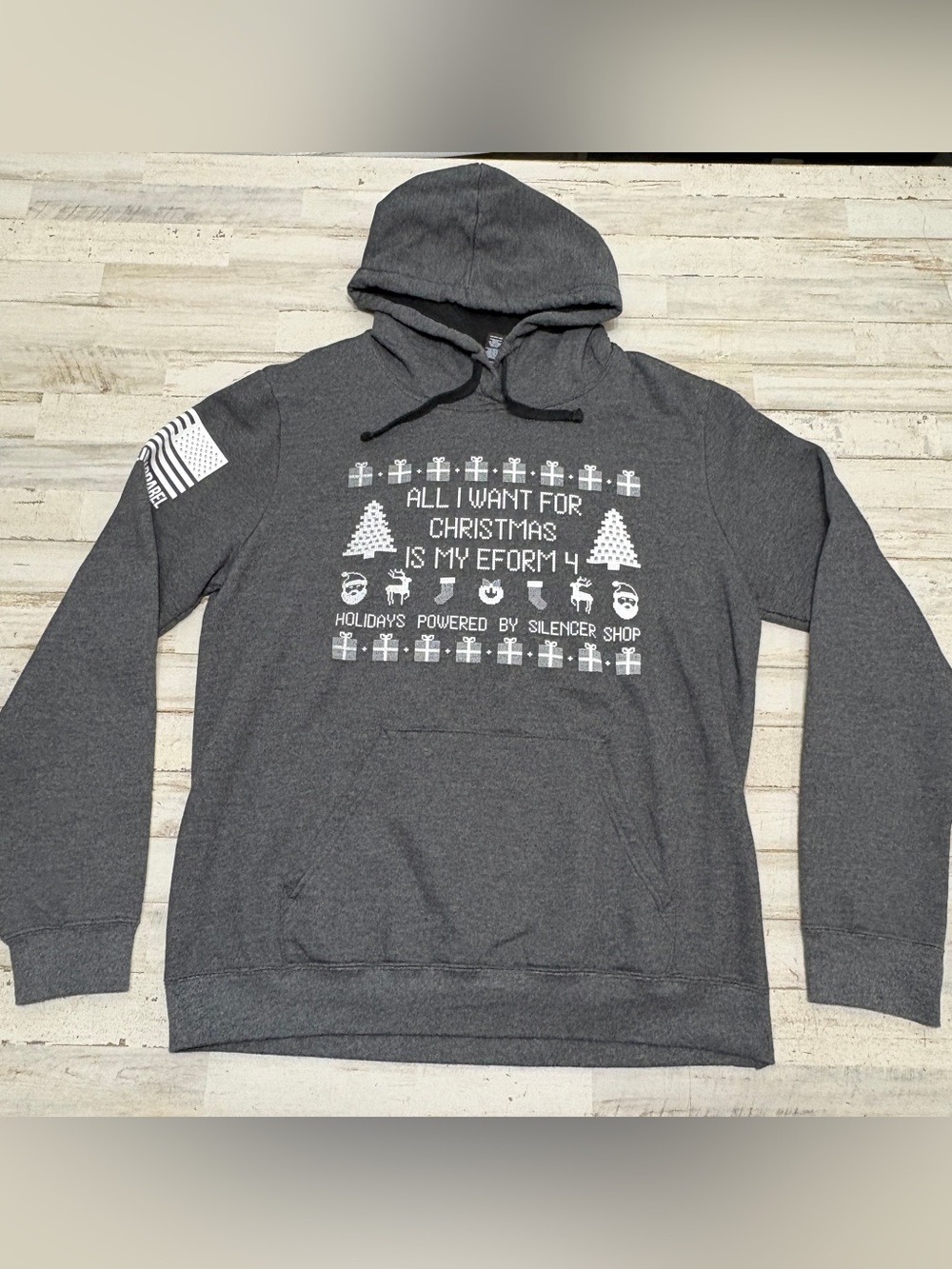 Nine Line Apparel Men’s Large 2A EForm 4 Silencer Christmas USA Military Hoodie